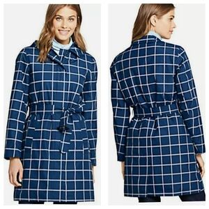 NWOT Lands End Women's XS Waterproof Insulated Long Rain Coat Deep Sea Window.